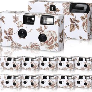 Kanayu 10 Pack Bulk Disposable Camera for Wedding, 35mm Single Use it with Flash Disposable Cameras One Time Photo Tool for Wedding Anniversary Travel Camp Party Supplies (Gold Rose)